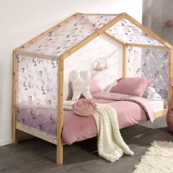 Kinder Wohnen 90x200 Mädchen Himmelbett in Haus Form - Vorcalo