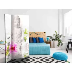 Wohnen Asiatische Möbel*135x172 Paravent Buddha mit Orchideen - Abion