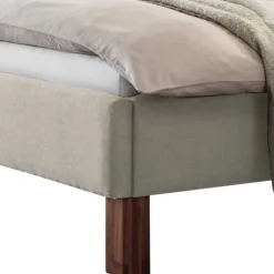 Wohnen 140x200 Polsterbett in Beige und Nussbaum - Kyras