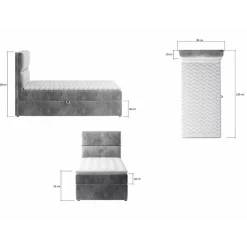 Wohnen Betten|Betten*90x200 Polsterbett in Grau - Pandaua