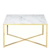 Wohnen 80x80 Quadrat Couchtisch in Marmor Optik & Gold - Hulmane