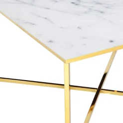 Wohnen 80x80 Quadrat Couchtisch in Marmor Optik & Gold - Hulmane