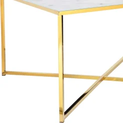 Wohnen 80x80 Quadrat Couchtisch in Marmor Optik & Gold - Hulmane