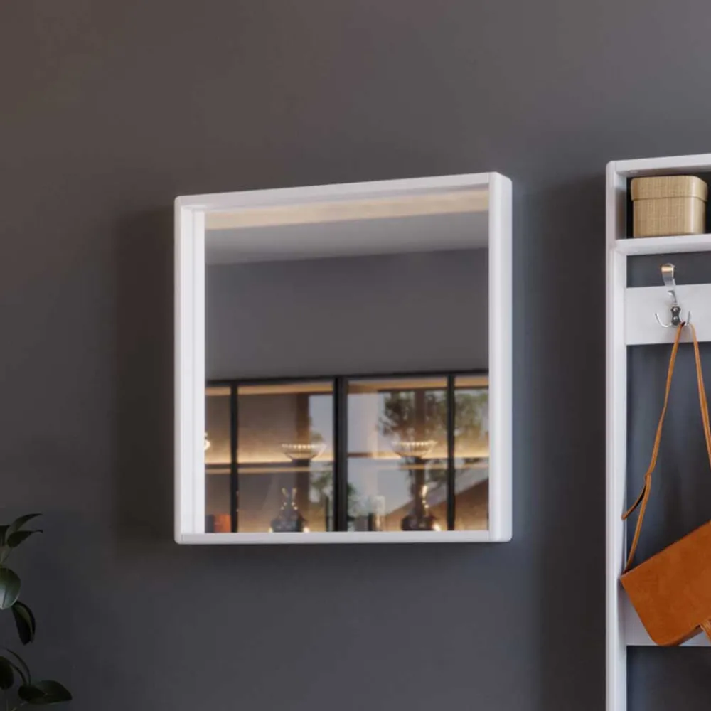 Wohnen Spiegel|Flurspiegel*80x80 Quadratischer Spiegel mit weißem Rahmen - Oranias