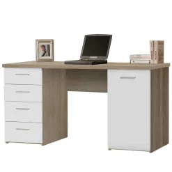 Wohnen Kinderschreibtische*145x60 Schreibtisch in Sonoma-Eiche & Weiß - Iga