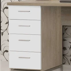 Wohnen Kinderschreibtische*145x60 Schreibtisch in Sonoma-Eiche & Weiß - Iga