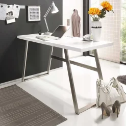 Wohnen Bürotische*140x60 Schreibtisch in Weiß lackiert - Abelka