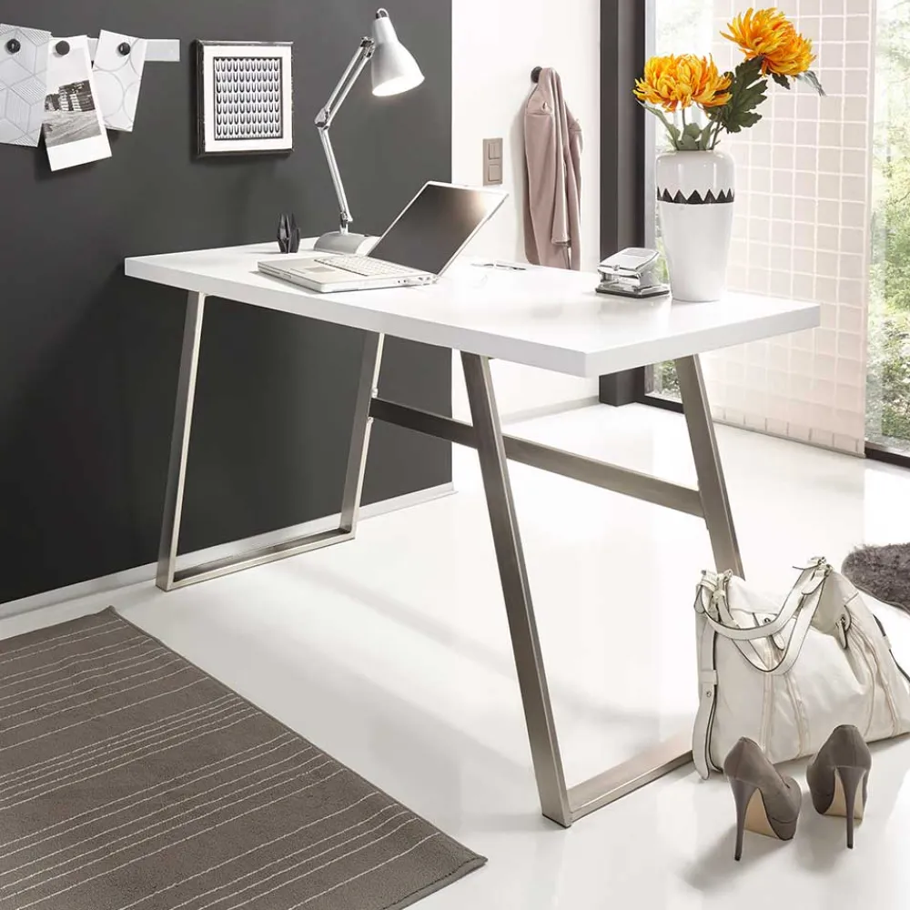 Wohnen Bürotische*140x60 Schreibtisch in Weiß lackiert - Abelka