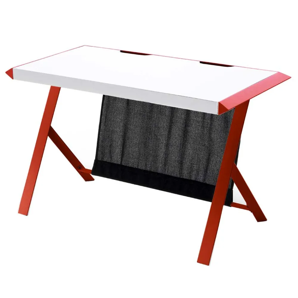 Wohnen 127x60 Schreibtisch in Weiß mit Rot - Kastawa