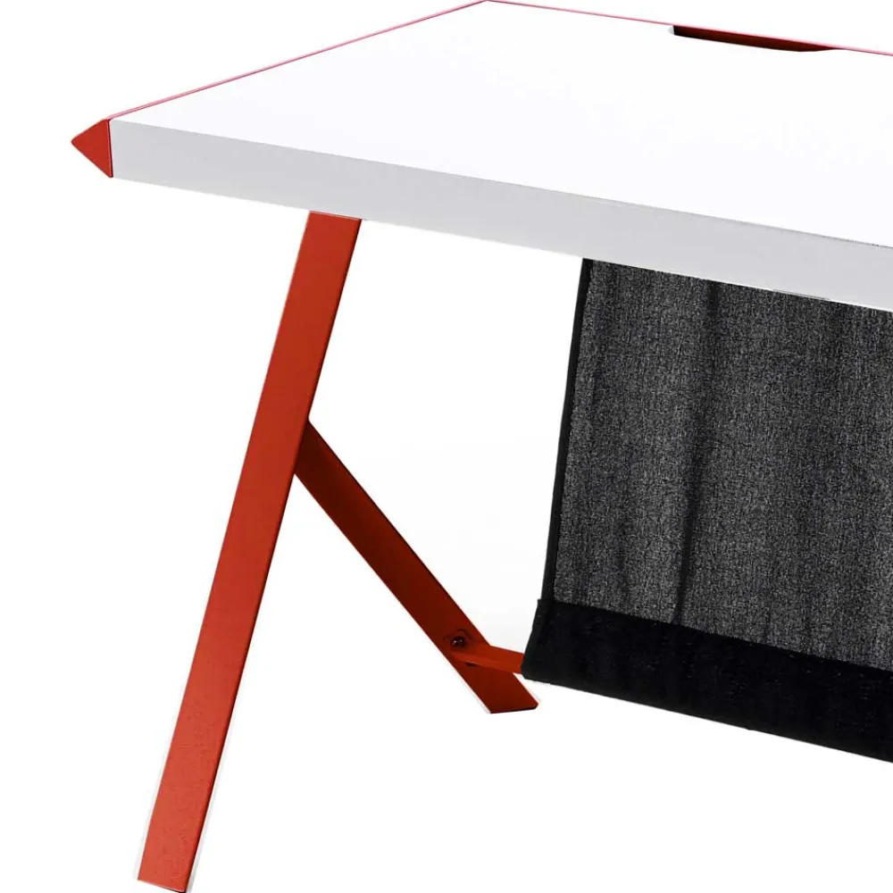 Wohnen 127x60 Schreibtisch in Weiß mit Rot - Kastawa