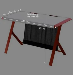 Wohnen 127x60 Schreibtisch in Weiß mit Rot - Kastawa