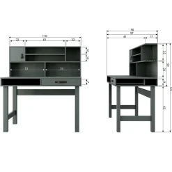 Wohnen 122x58 Schreibtisch mit Aufsatz in Graugrün - Daraon