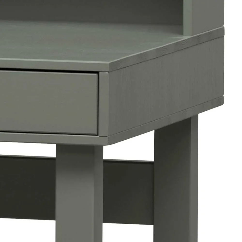 Wohnen 122x58 Schreibtisch mit Aufsatz in Graugrün - Daraon