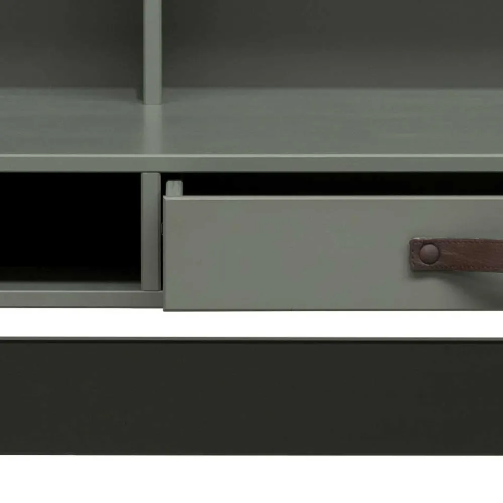 Wohnen 122x58 Schreibtisch mit Aufsatz in Graugrün - Daraon