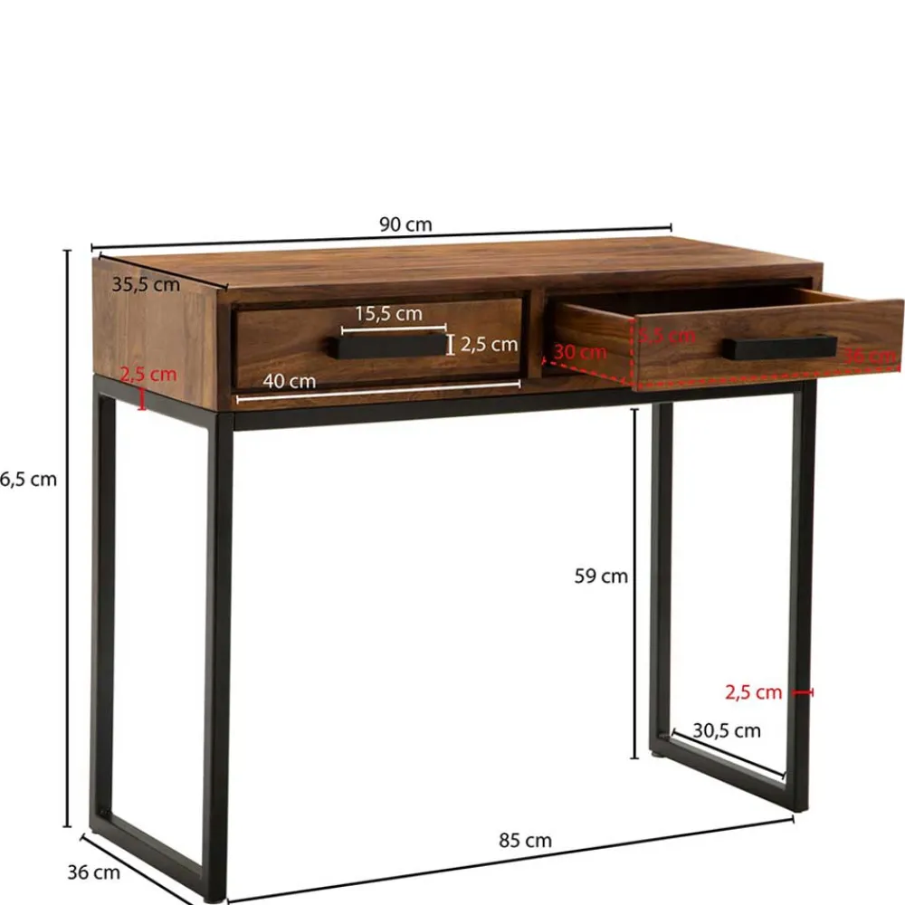 Wohnen Schminktische*90x36 Schreibtisch Schminktisch mit Schubladen - Vioriga