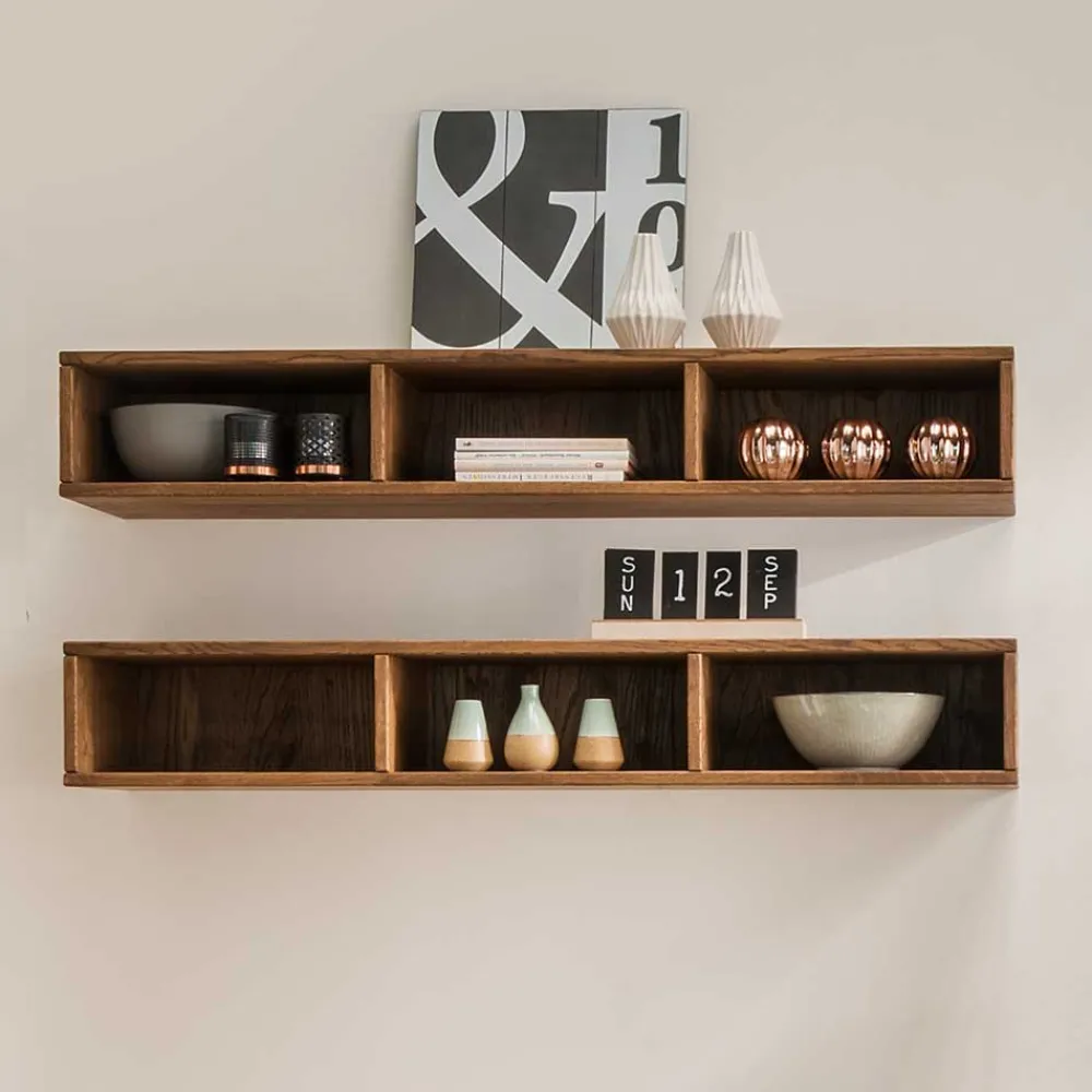 Wohnen 134x22 Wand Regal aus Echtholz - Glenza