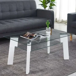 Wohnen 110x60 Wohnzimmer Glastisch mit Ablage - Masuca