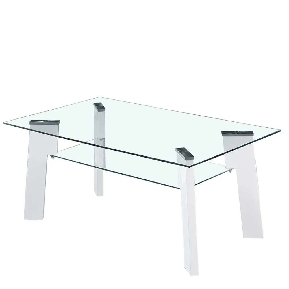 Wohnen 110x60 Wohnzimmer Glastisch mit Ablage - Masuca
