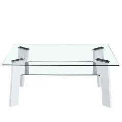 Wohnen 110x60 Wohnzimmer Glastisch mit Ablage - Masuca