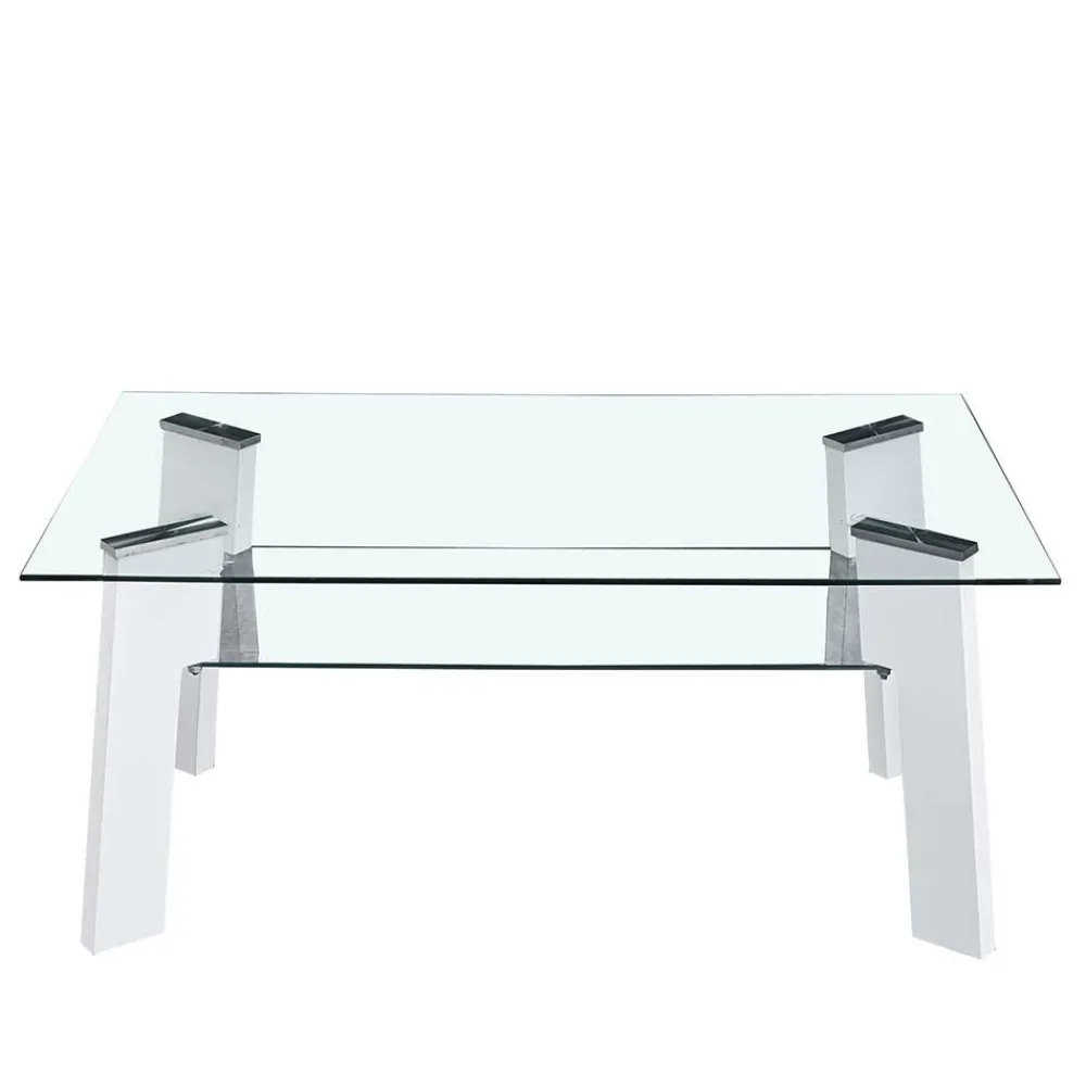 Wohnen 110x60 Wohnzimmer Glastisch mit Ablage - Masuca