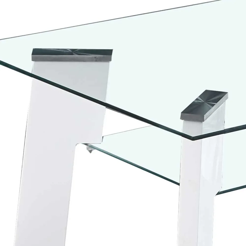 Wohnen 110x60 Wohnzimmer Glastisch mit Ablage - Masuca