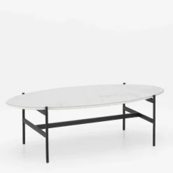 Wohnen Schwarze Möbel|Graue Möbel*110x50 Wohnzimmertisch in Oval Marmor Optik - Inn