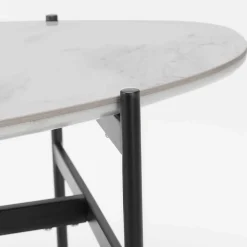 Wohnen Schwarze Möbel|Graue Möbel*110x50 Wohnzimmertisch in Oval Marmor Optik - Inn