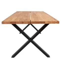 Wohnen Jugend-Sitzgruppen|Sitzgruppe*X-Bein Esstisch mit Armlehnenstühlen - Visita (siebenteilig)