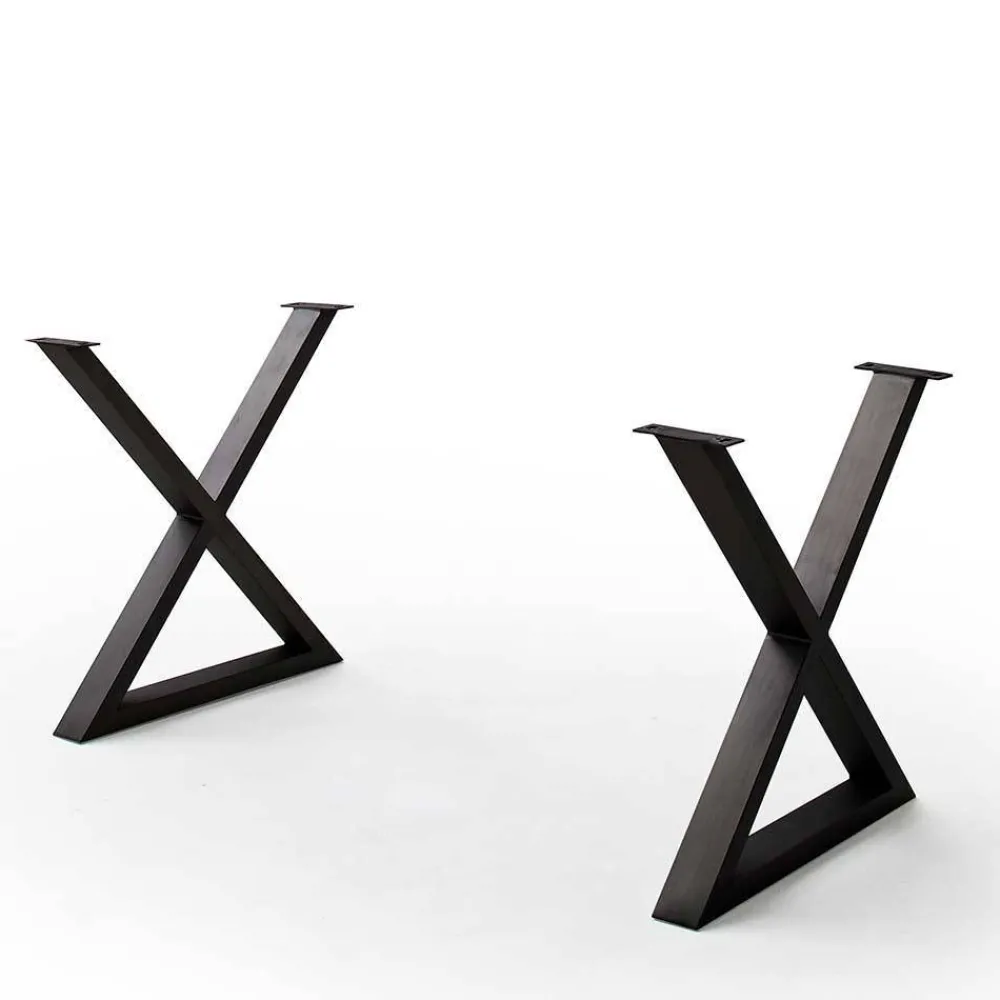 Wohnen X-Bein Esszimmertisch mit Baumkante in Grau - Korcula