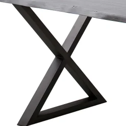 Wohnen X-Bein Esszimmertisch mit Baumkante in Grau - Korcula