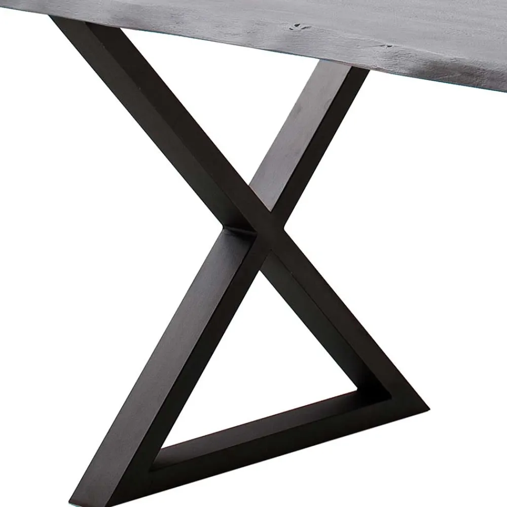 Wohnen X-Bein Esszimmertisch mit Baumkante in Grau - Korcula