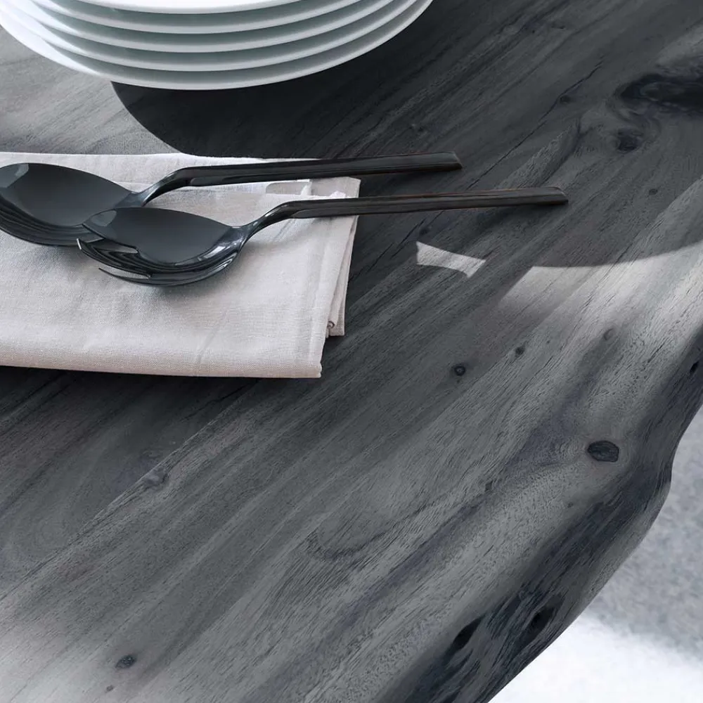 Wohnen X-Bein Esszimmertisch mit Baumkante in Grau - Korcula