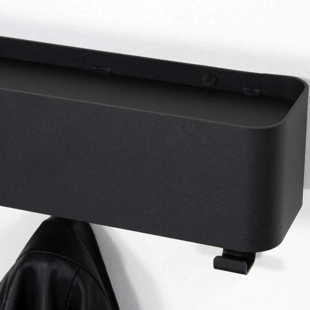 Wohnen Bürogarderoben*27x12cm Hakenleiste aus schwarzem Stahl - Halgato