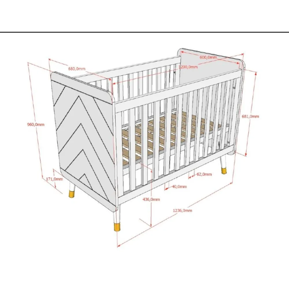 Wohnen 60x120cm Kinderbett mit Gitterseiten - Zimventa