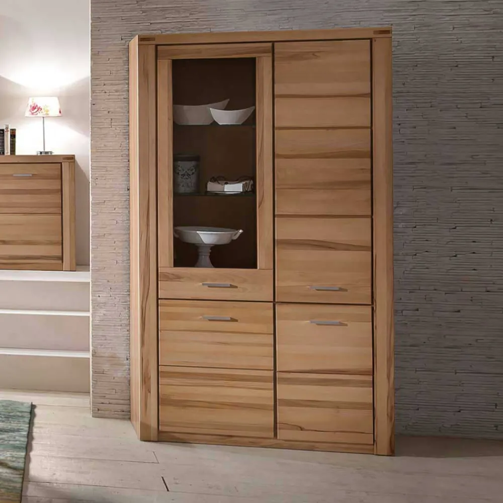 Wohnen Vitrinen|Wohnzimmer-Vitrinen*108x200cm Wohnzimmerschrank aus Kernbuche - Uhelia