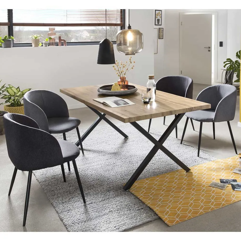 Wohnen X-Fuß Esstisch & Armlehnenstühle - Samanta (fünfteilig)