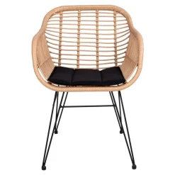 Wohnen X-Fuß Esstisch & Geflechtstühle - Panales (siebenteilig)