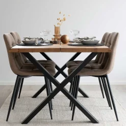 Wohnen X-Fuß Esszimmertisch & Stühle - Zia (fünfteilig)