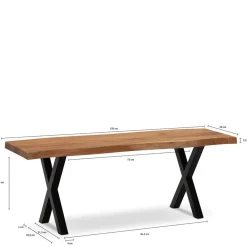 Wohnen Küchenbänke|Esszimmerbänke*X-Fuß Garderobenbank mit Baumkante - Nariosca