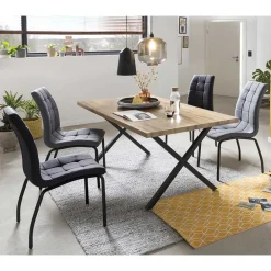 Wohnen X-Fuß Tischgruppe mit Polsterstühlen - Fanita (fünfteilig)