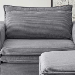 Wohnen XL Sessel mit Hocker in Anthrazit - Ruffos (zweiteilig)