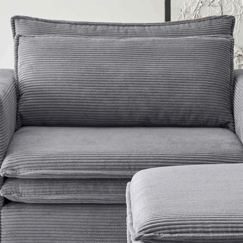 Wohnen XL Sessel mit Hocker in Anthrazit - Ruffos (zweiteilig)