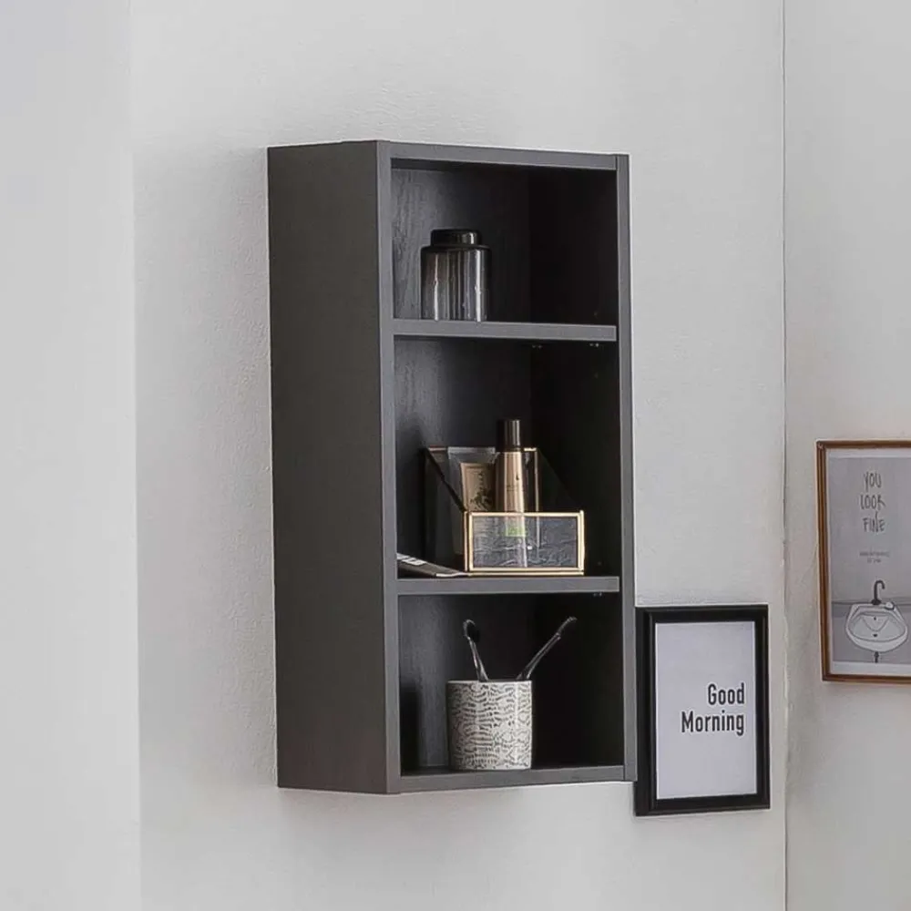 Wohnen 30x64x18 3 Fächer Badregal in Dunkelgrau - Breznia