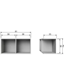 Wohnen Esszimmerregale|Regale*81x41x35 2 Fächer Regal in Grau lackiert - Lanik
