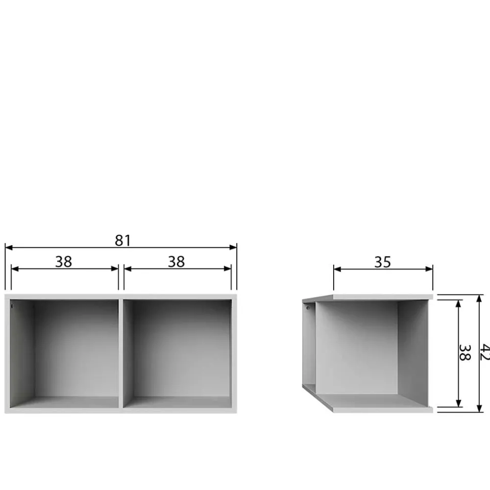 Wohnen Esszimmerregale|Regale*81x41x35 2 Fächer Regal in Grau lackiert - Lanik