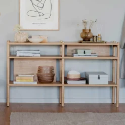 Wohnen Naturholzmöbel|Massivholzmöbel*140x81x36 4 Fächer Regal in modernem Design - Ulapos