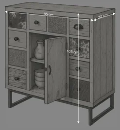 Wohnen Flurkommoden|Shabby Chic Möbel*85x103x32 10 Schubladen Kommode Ethno - Antra