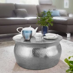 Wohnen 60x31x60 Alu Couchtisch in Silberfarben - Bastia