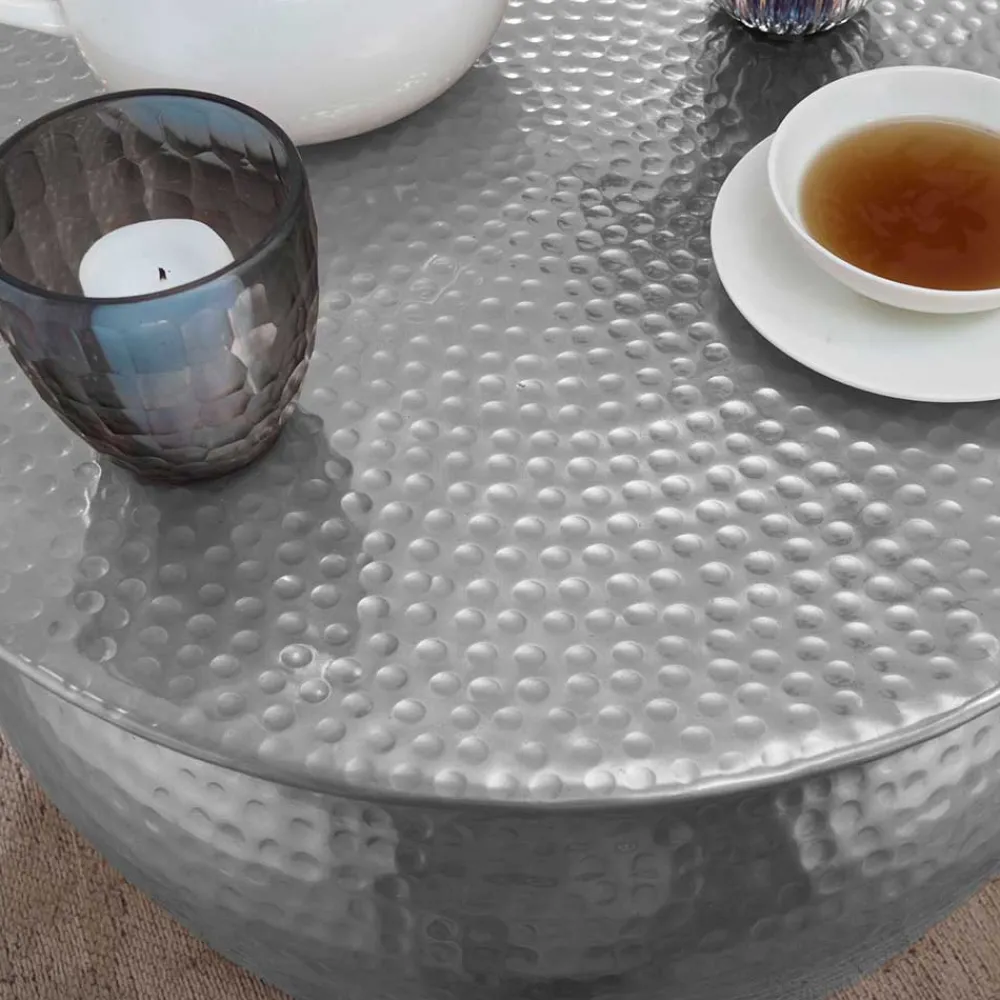 Wohnen 60x31x60 Alu Couchtisch in Silberfarben - Bastia