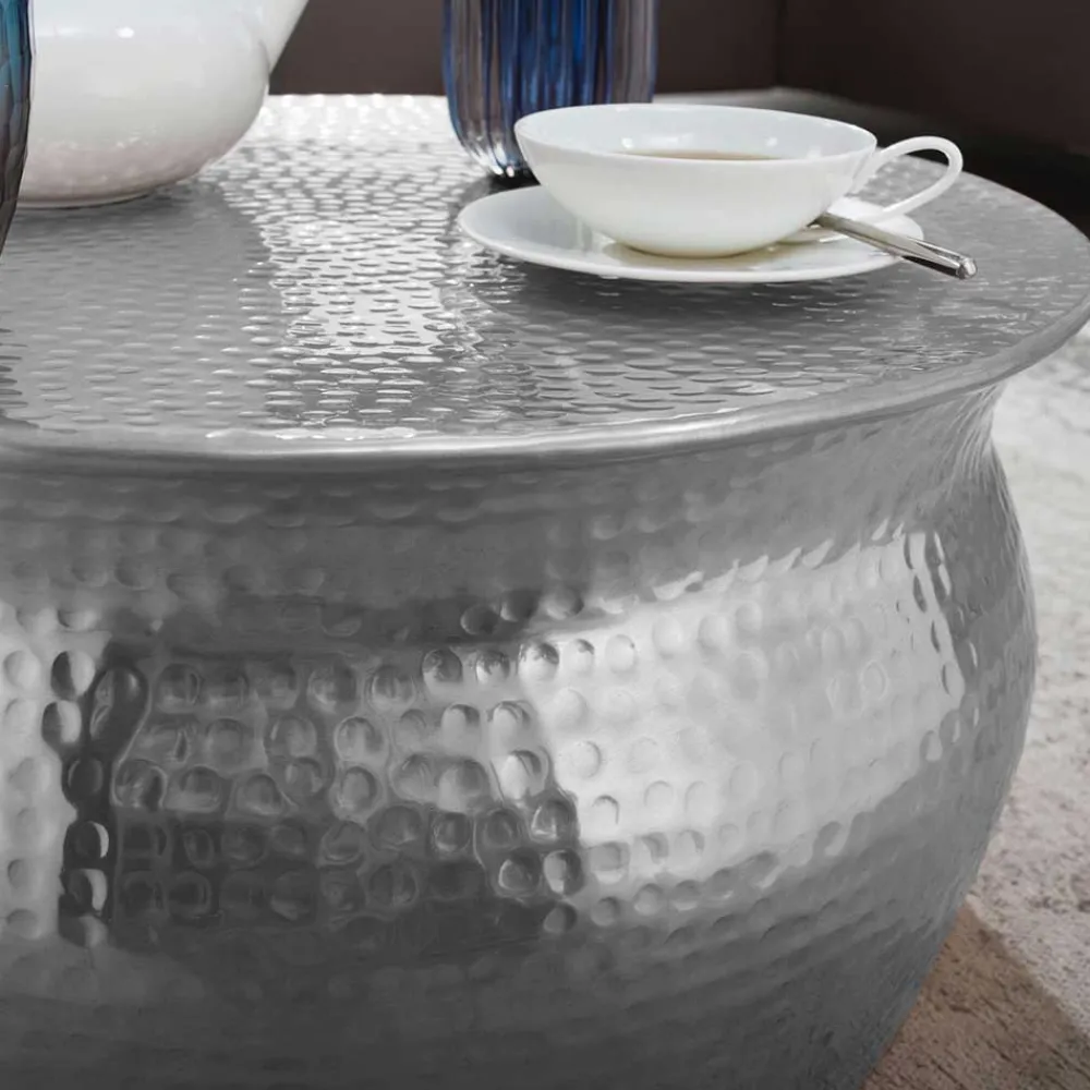 Wohnen 60x31x60 Alu Couchtisch in Silberfarben - Bastia